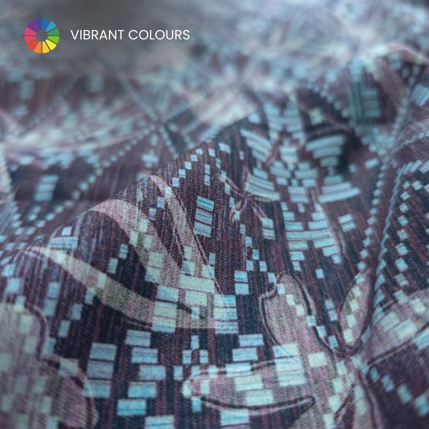 Abstract Leaf Geometric Printed Satin Fabric