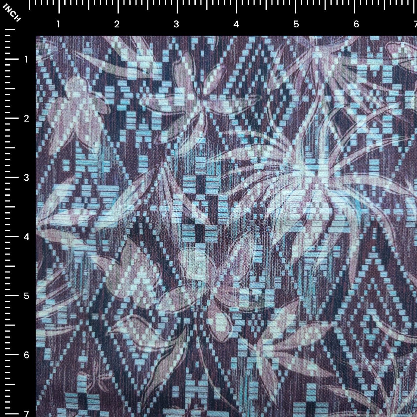 Abstract Leaf Geometric Printed Satin Fabric