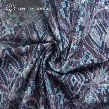 Abstract Leaf Geometric Printed Satin Fabric