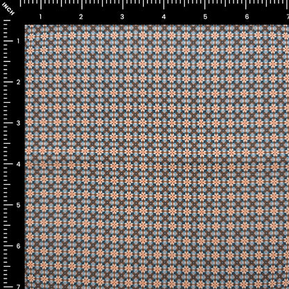 Micro Floral Geometric Printed Satin Fabric