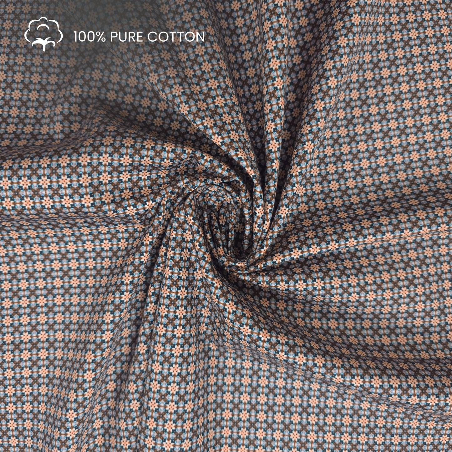 Micro Floral Geometric Printed Satin Fabric
