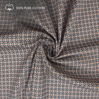 Micro Floral Geometric Printed Satin Fabric