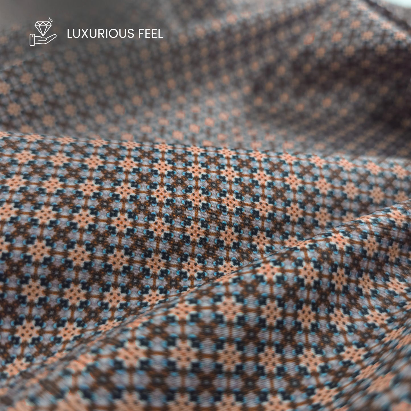 Micro Floral Geometric Printed Satin Fabric