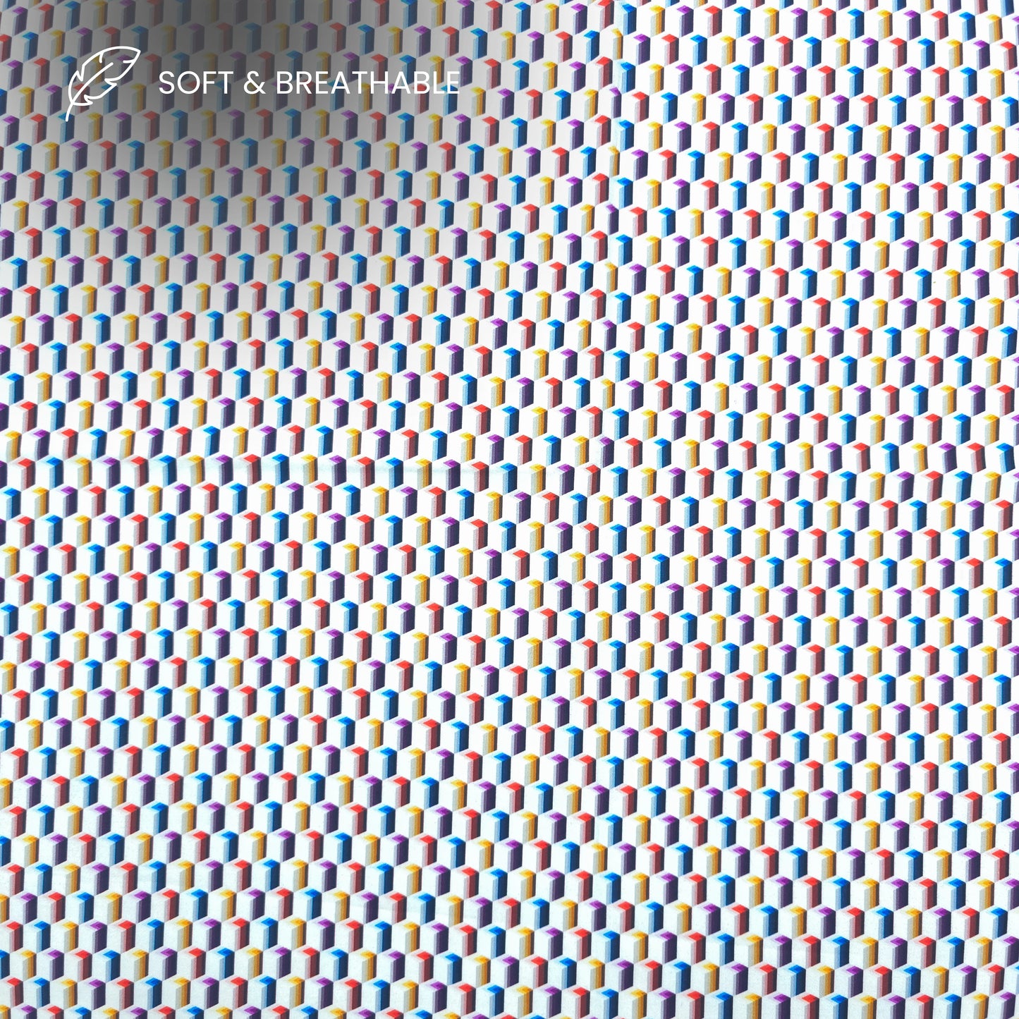 Multicolor Geometric Block Printed Satin Fabric