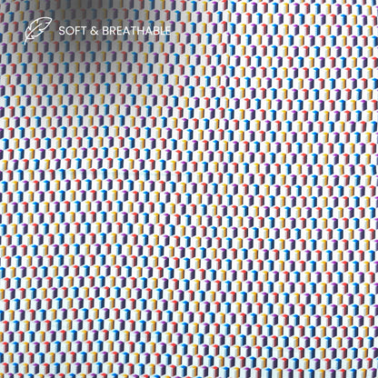 Multicolor Geometric Block Printed Satin Fabric