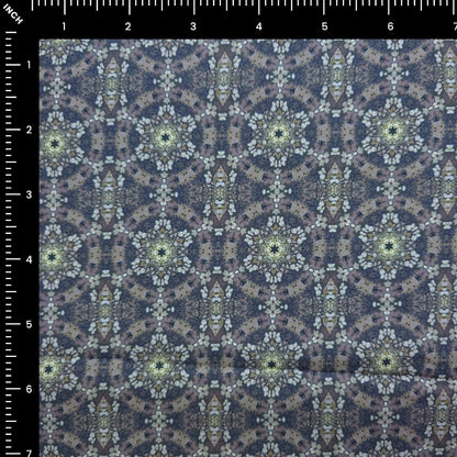 Ornamental Geometric Medallion Printed Satin Fabric