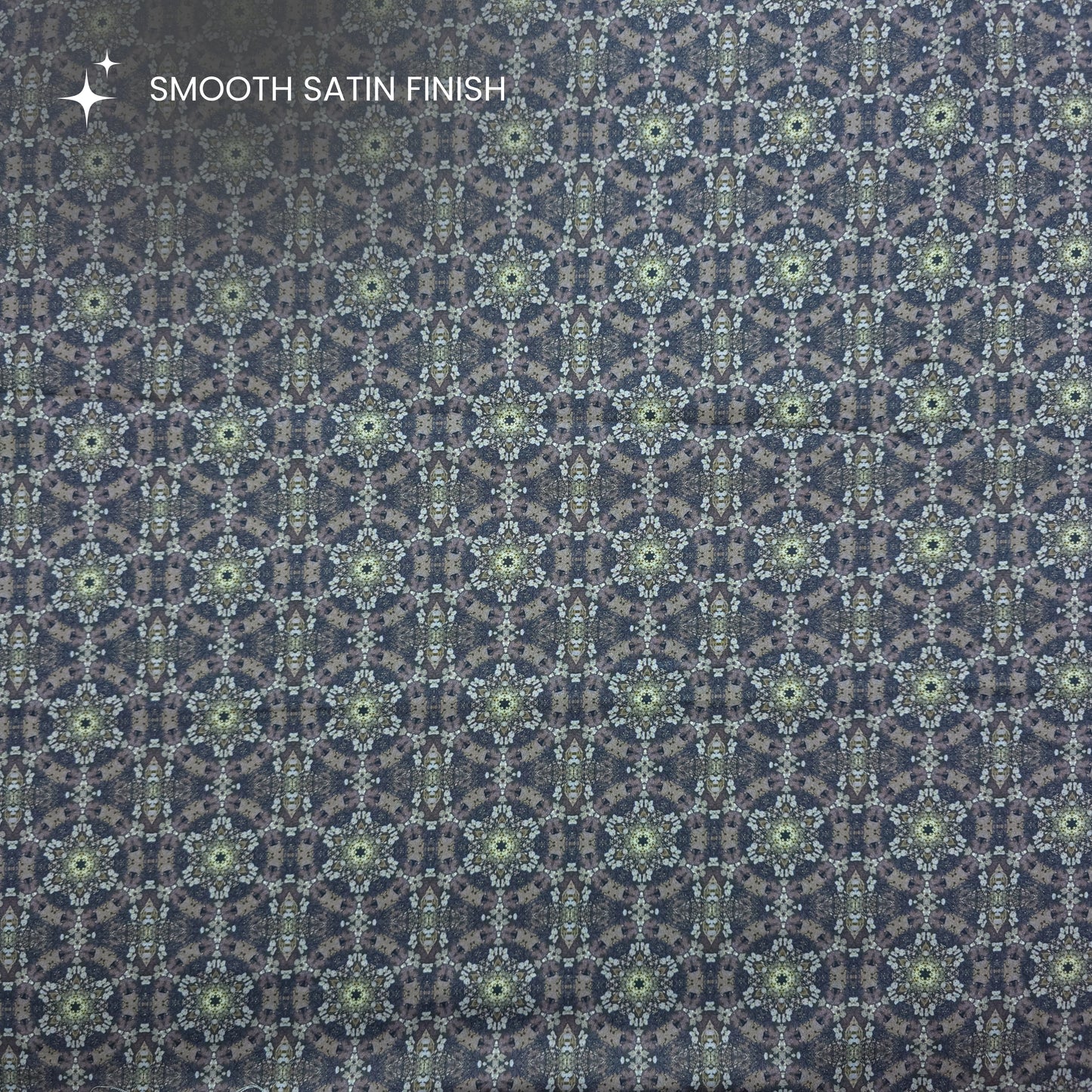 Ornamental Geometric Medallion Printed Satin Fabric