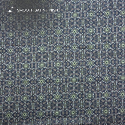 Ornamental Geometric Medallion Printed Satin Fabric