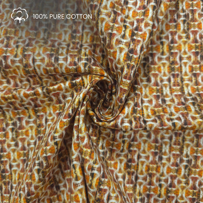 Abstract Tribal Geometric Printed Satin Fabric