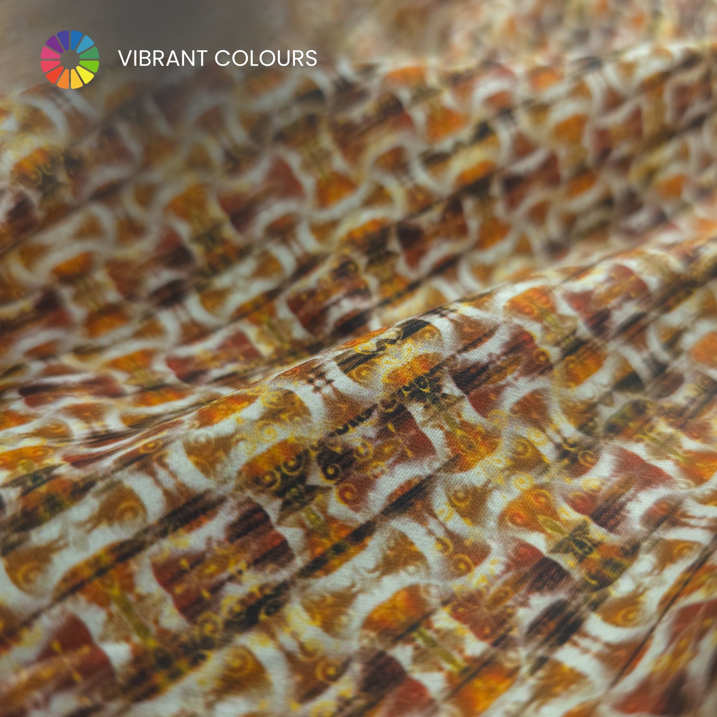 Abstract Tribal Geometric Printed Satin Fabric
