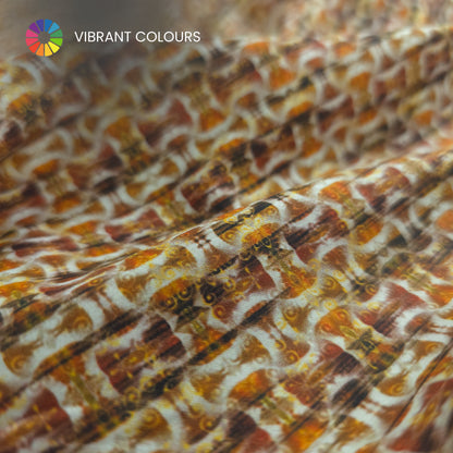 Abstract Tribal Geometric Printed Satin Fabric
