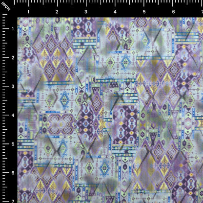 Tribal Patchwork Geometric Printed Satin Fabric