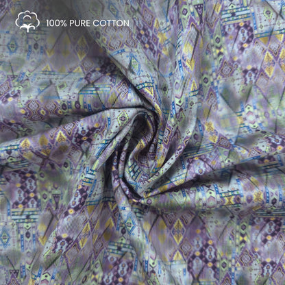 Tribal Patchwork Geometric Printed Satin Fabric