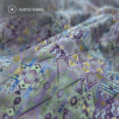 Tribal Patchwork Geometric Printed Satin Fabric