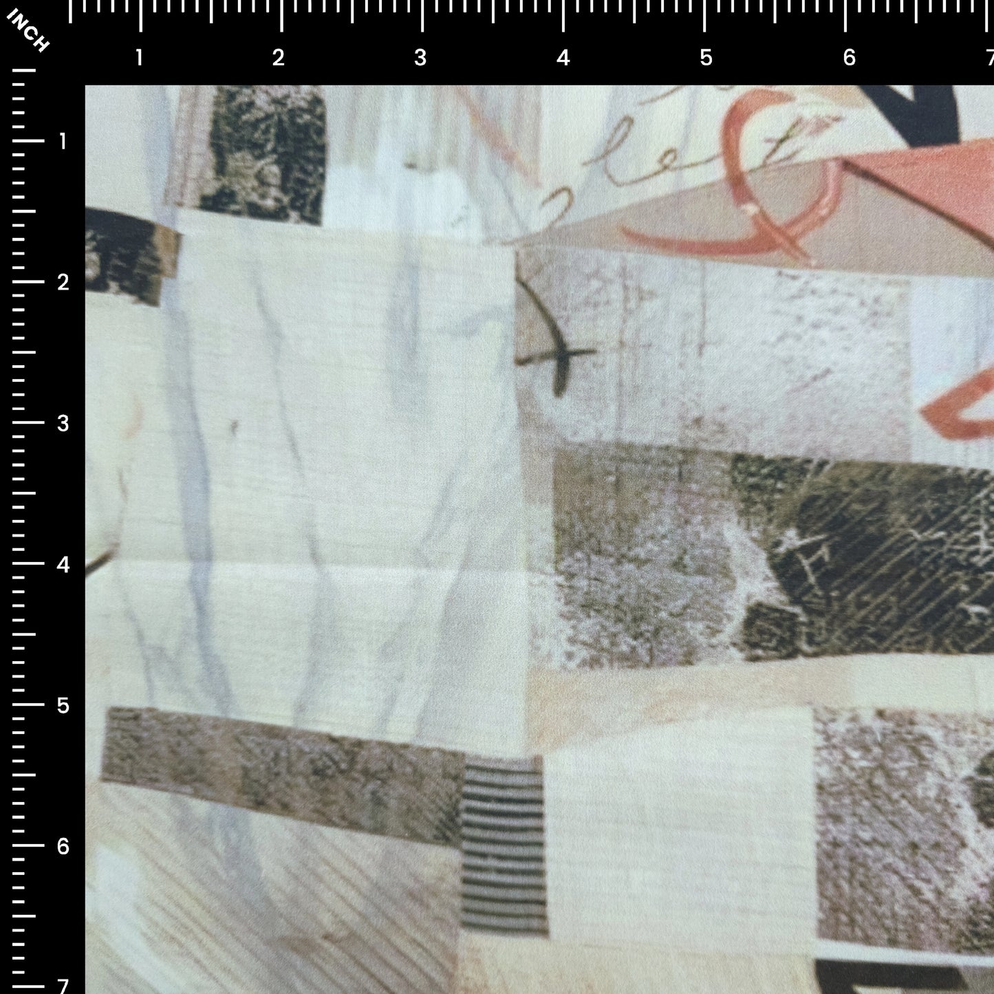 Abstract Scribble Patchwork Printed Satin Fabric
