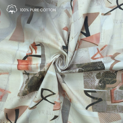 Abstract Scribble Patchwork Printed Satin Fabric