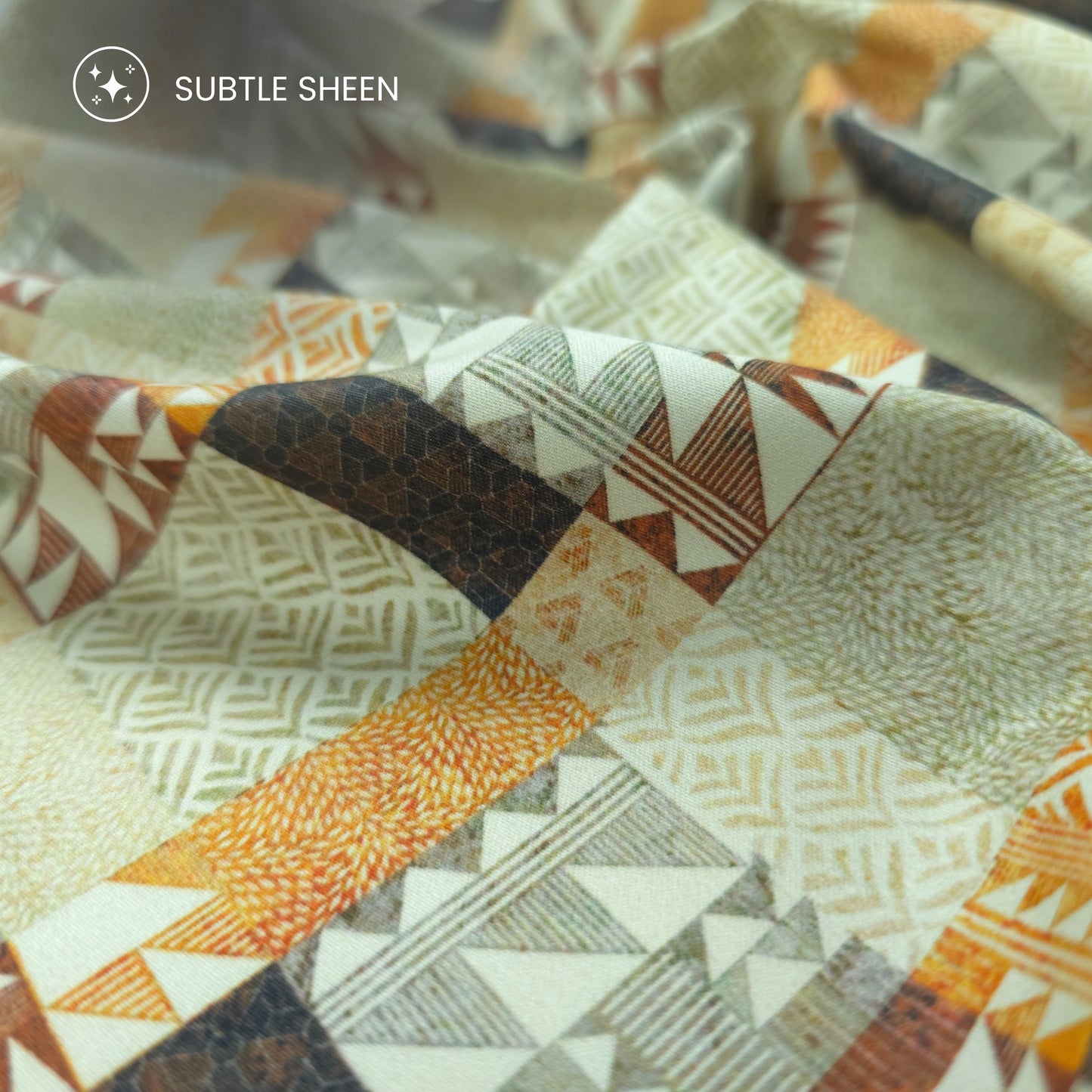 Tribal Block Patchwork Printed Satin Fabric
