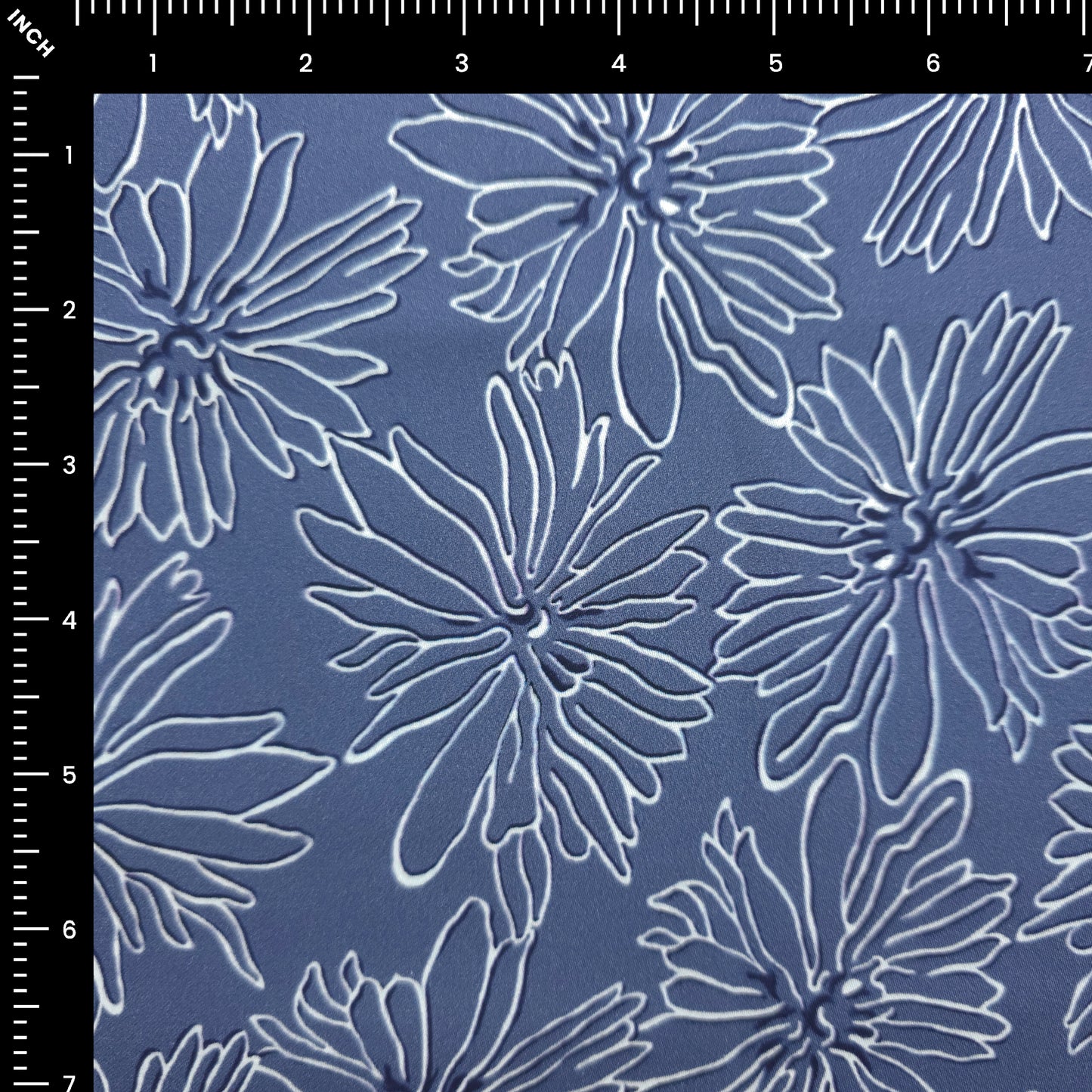 Elegant Floral Outline Printed Satin Fabric