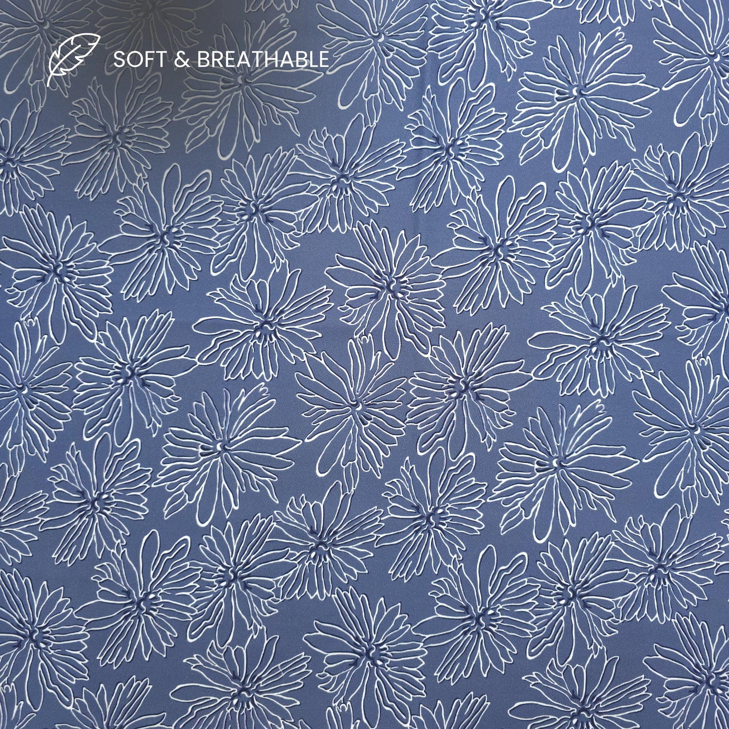 Elegant Floral Outline Printed Satin Fabric