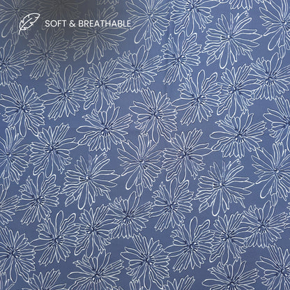 Elegant Floral Outline Printed Satin Fabric