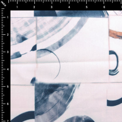 Abstract Circle Brushstroke Printed Satin Fabric