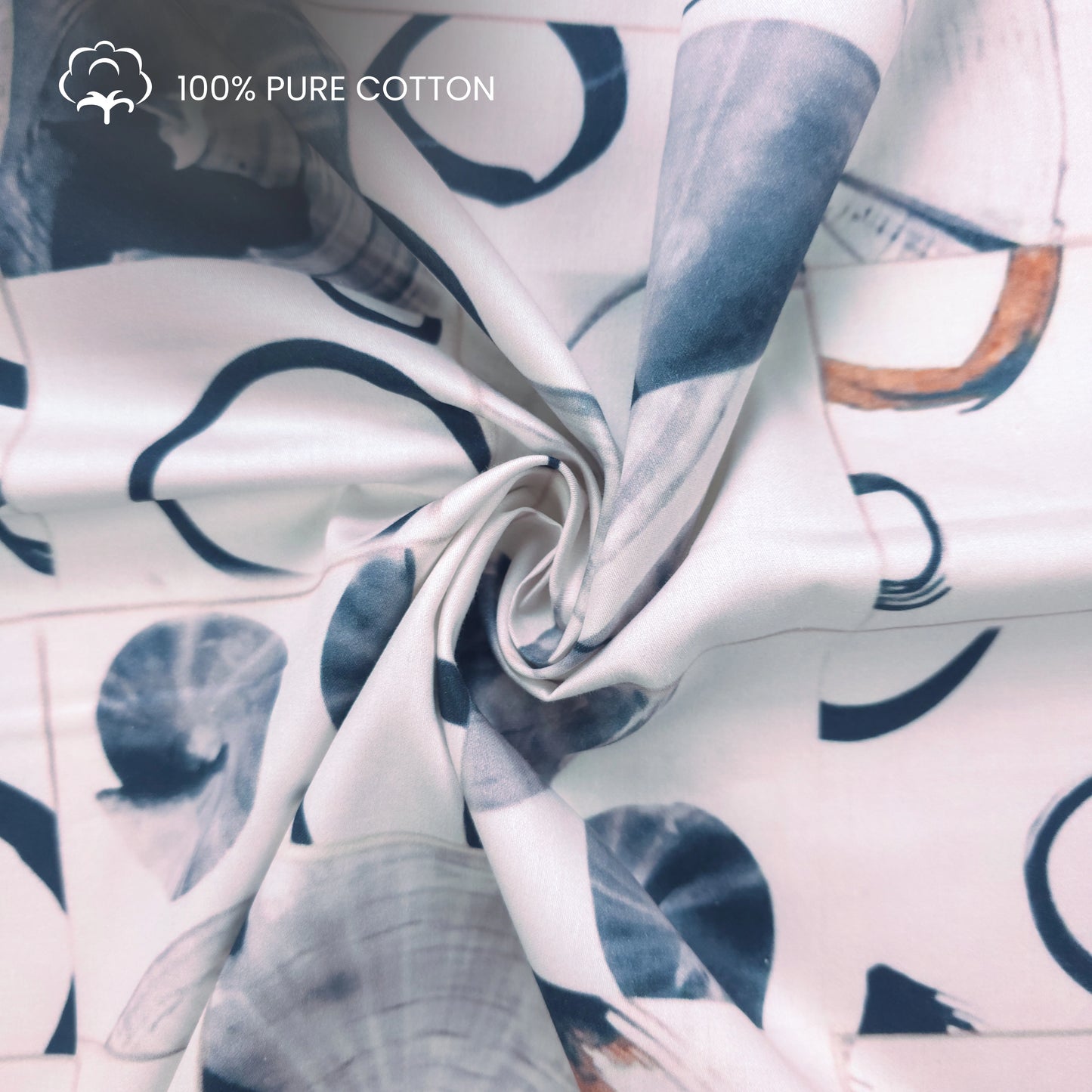 Abstract Circle Brushstroke Printed Satin Fabric