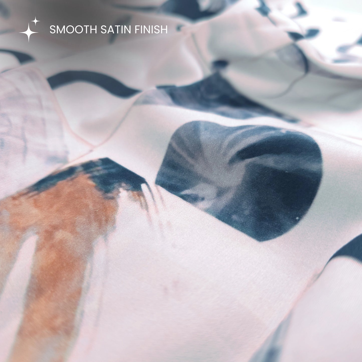 Abstract Circle Brushstroke Printed Satin Fabric
