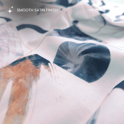 Abstract Circle Brushstroke Printed Satin Fabric