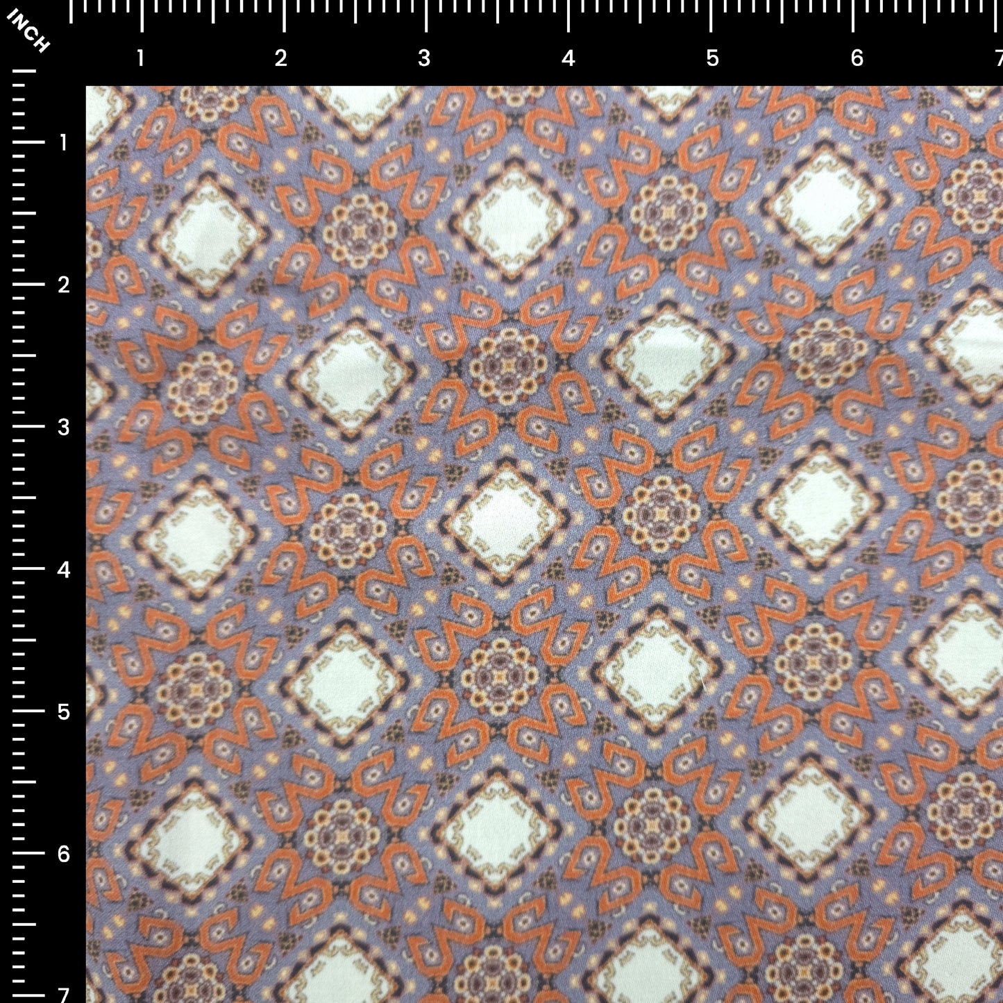 Vintage Geometric Printed Satin Fabric