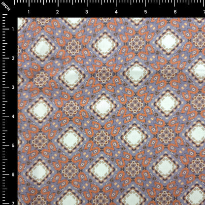 Vintage Geometric Printed Satin Fabric
