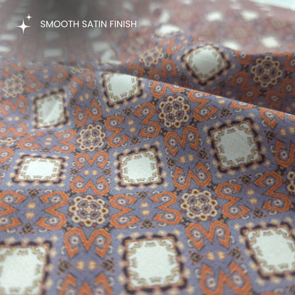 Vintage Geometric Printed Satin Fabric