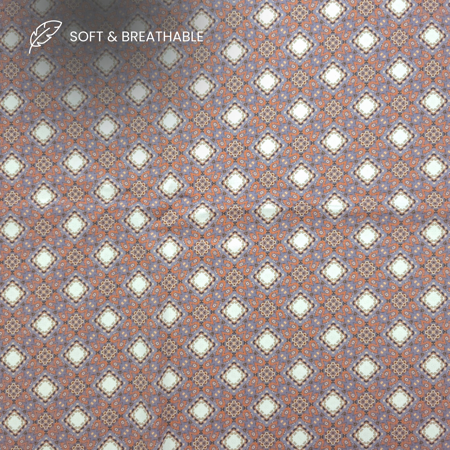 Vintage Geometric Printed Satin Fabric
