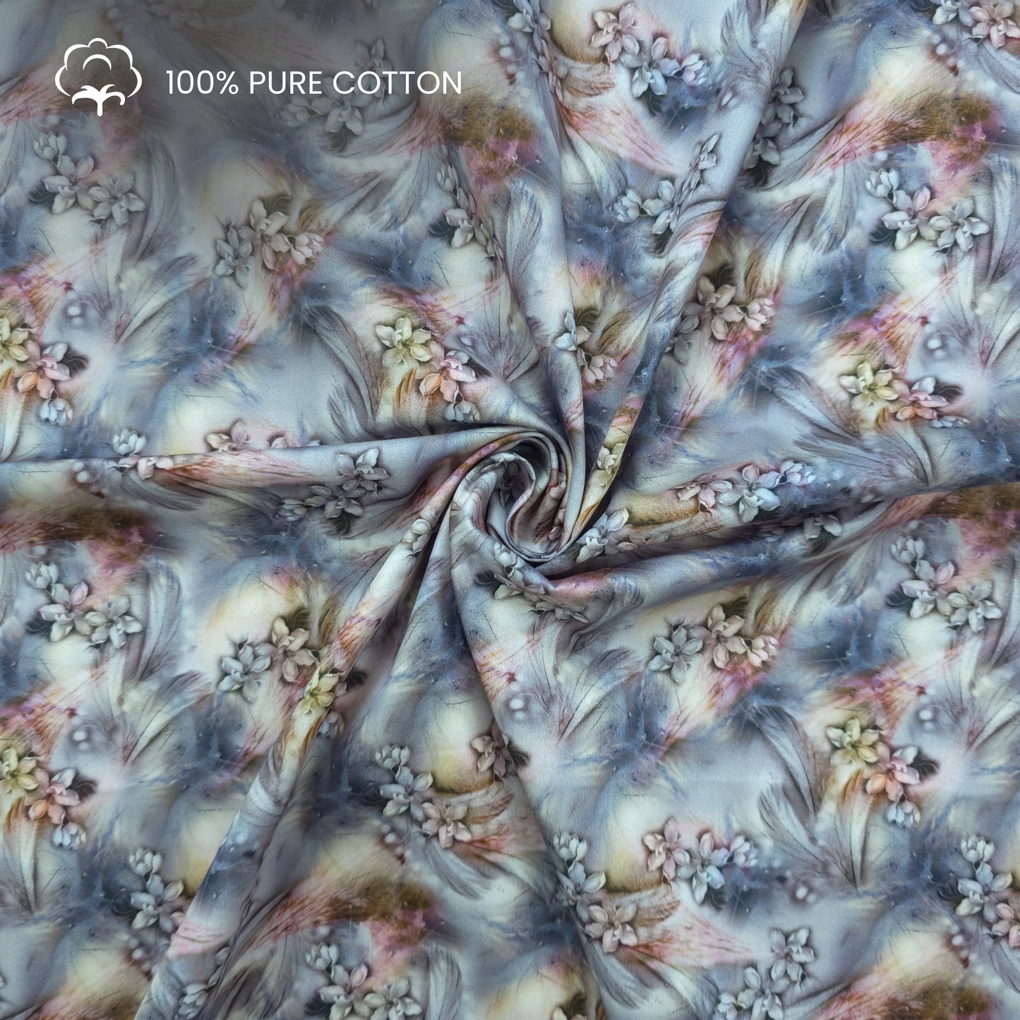 Watercolour Floral Digital Printed Satin Fabric