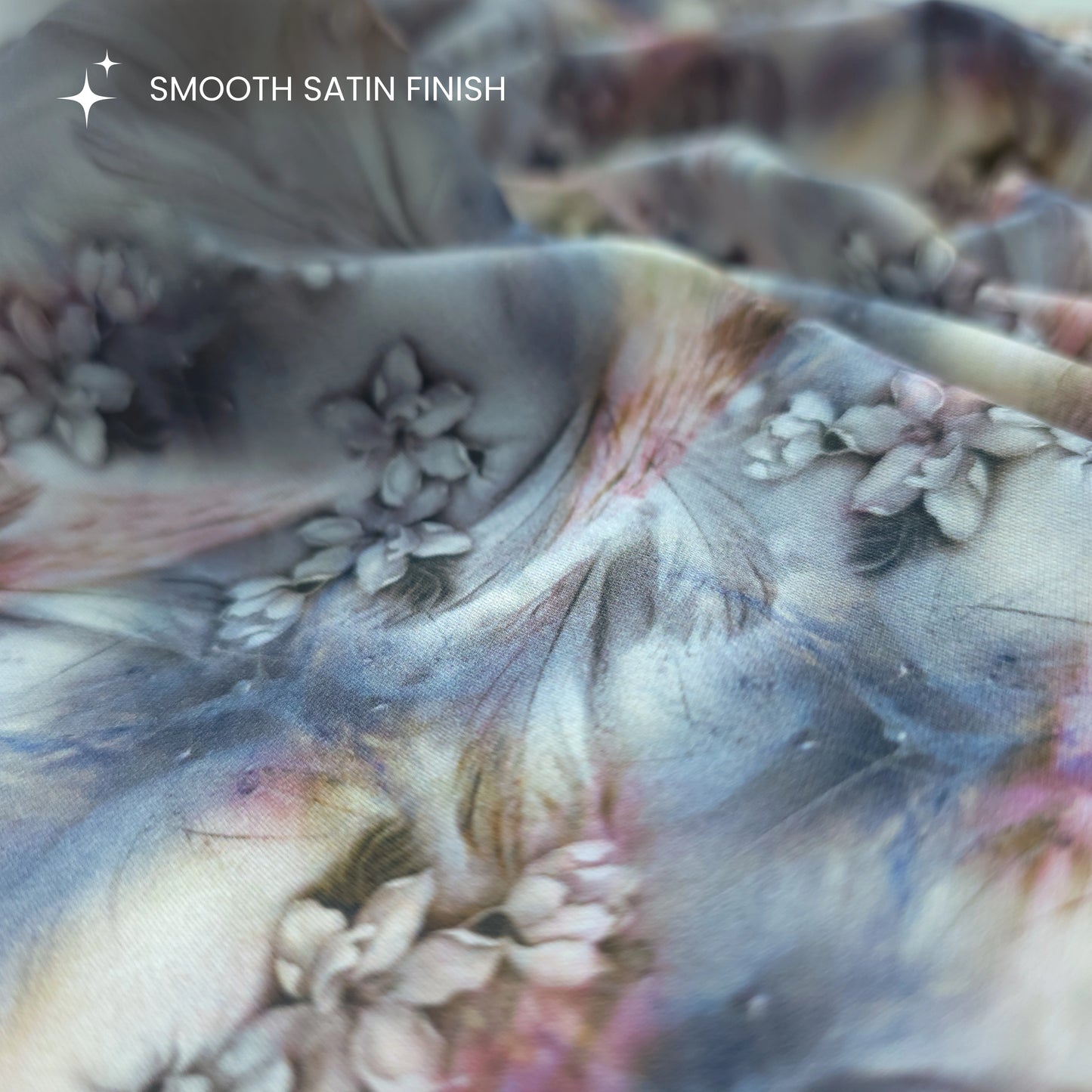 Watercolour Floral Digital Printed Satin Fabric