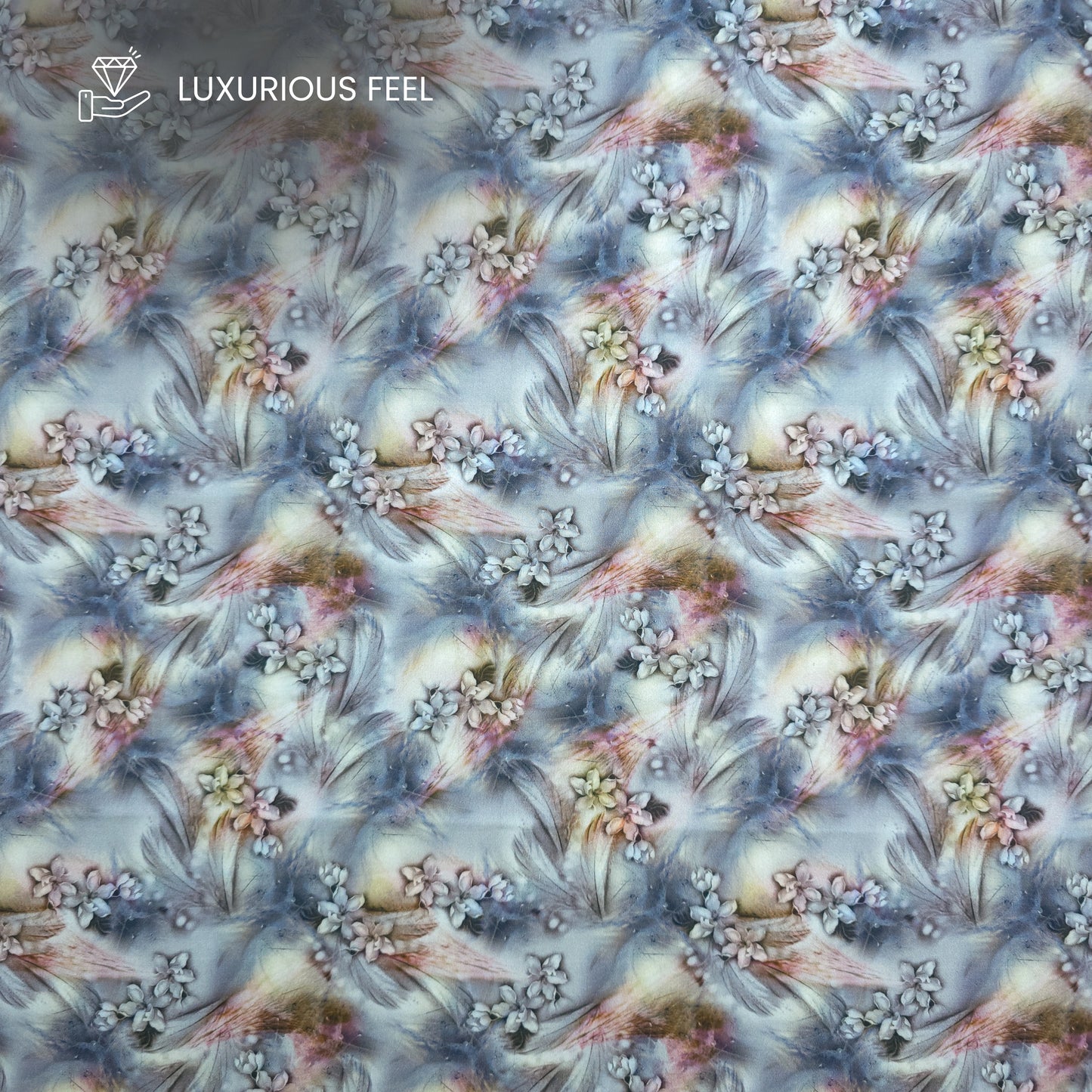 Watercolour Floral Digital Printed Satin Fabric