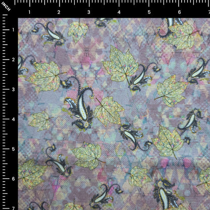 Paisley Leaf Digital Printed Satin Fabric