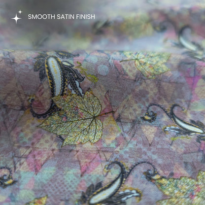 Paisley Leaf Digital Printed Satin Fabric
