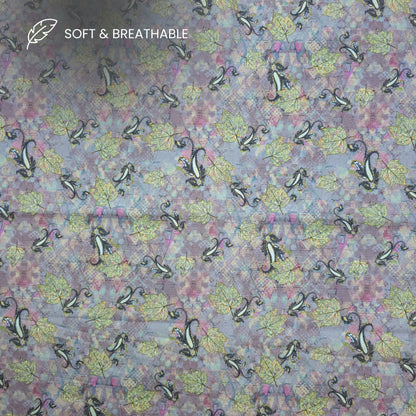 Paisley Leaf Digital Printed Satin Fabric