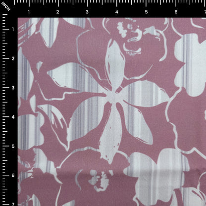 Abstract Floral Silhouette Printed Satin Fabric