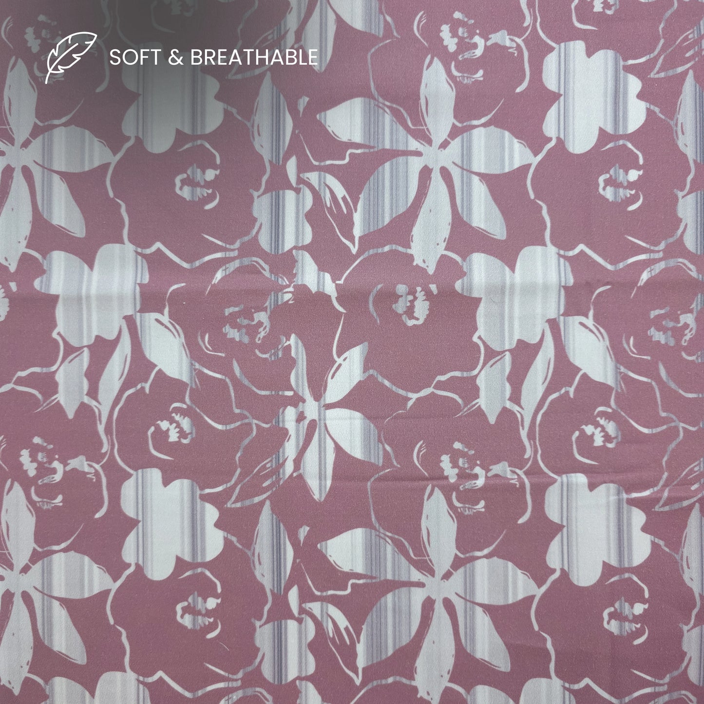Abstract Floral Silhouette Printed Satin Fabric