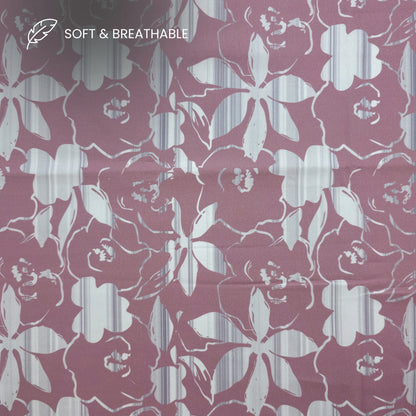 Abstract Floral Silhouette Printed Satin Fabric