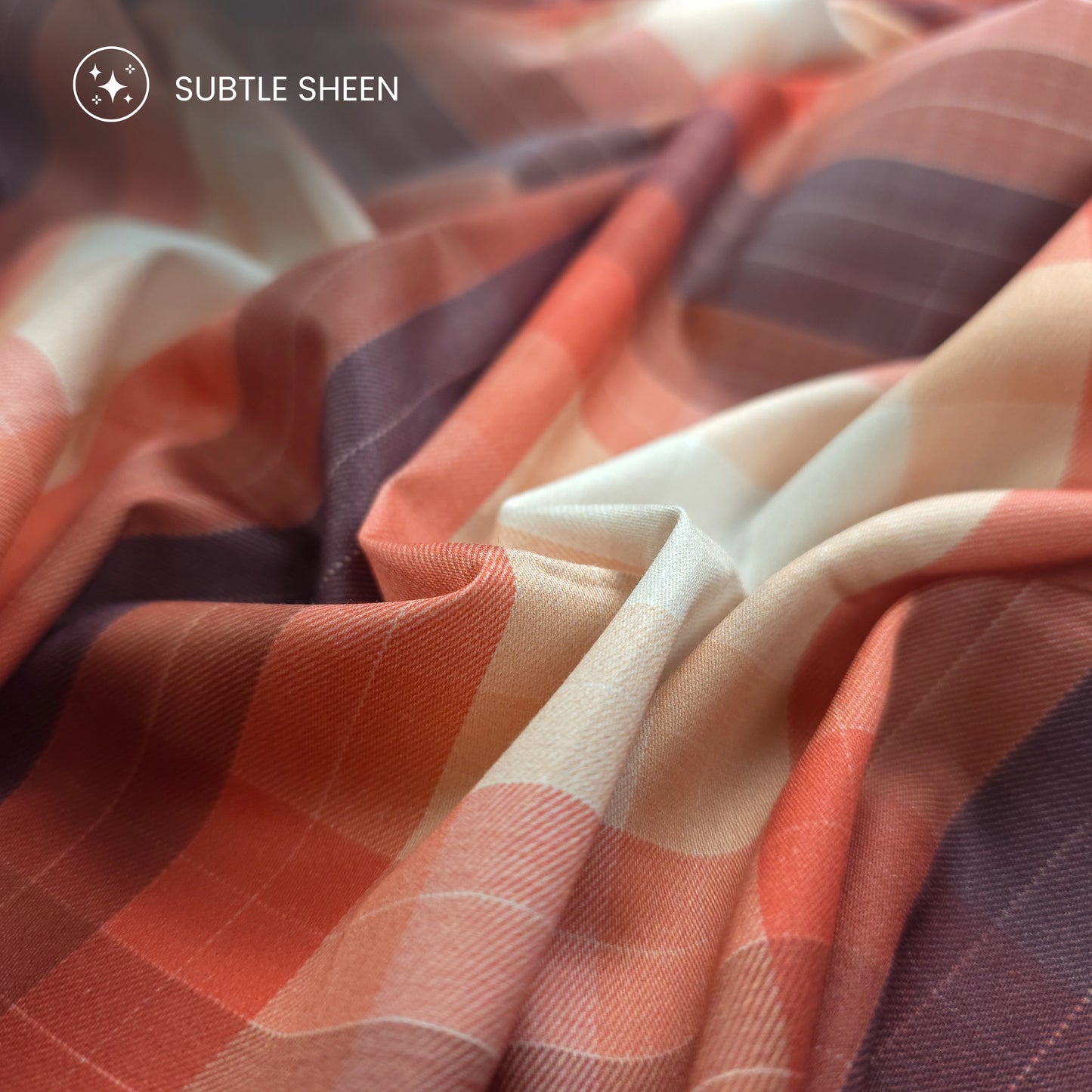 Classic Checkered Plaid Printed Satin Fabric