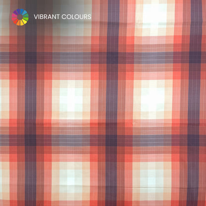 Classic Checkered Plaid Printed Satin Fabric