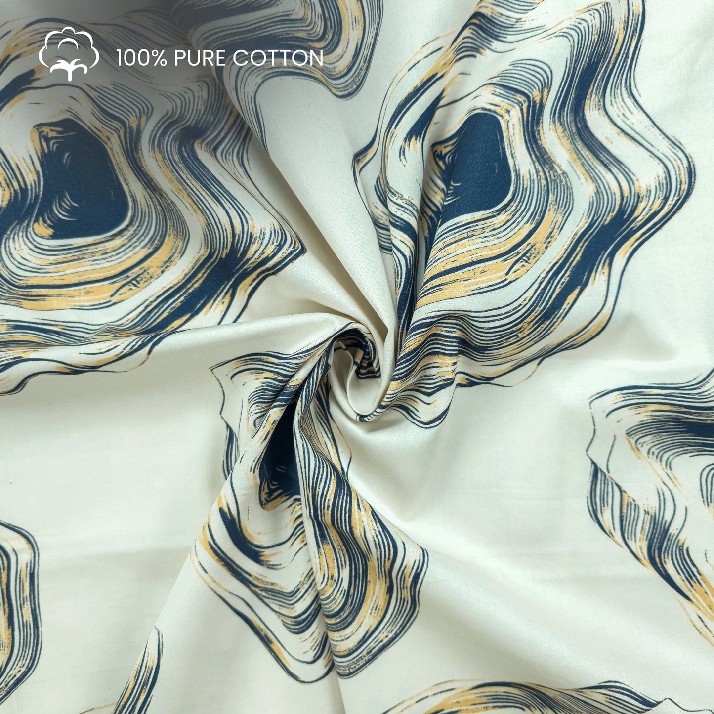 Sculpted Contour Art Printed Satin Fabric