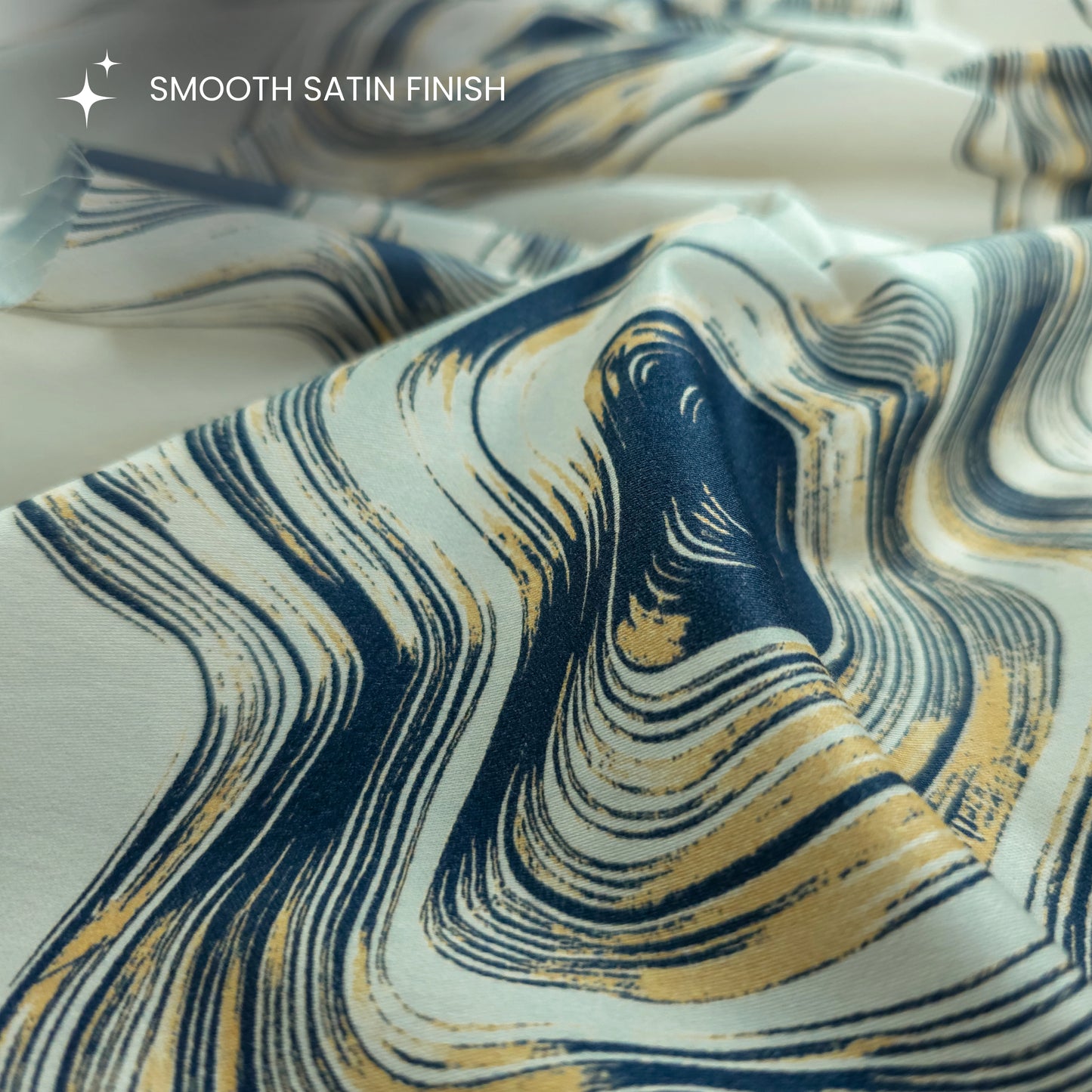 Sculpted Contour Art Printed Satin Fabric