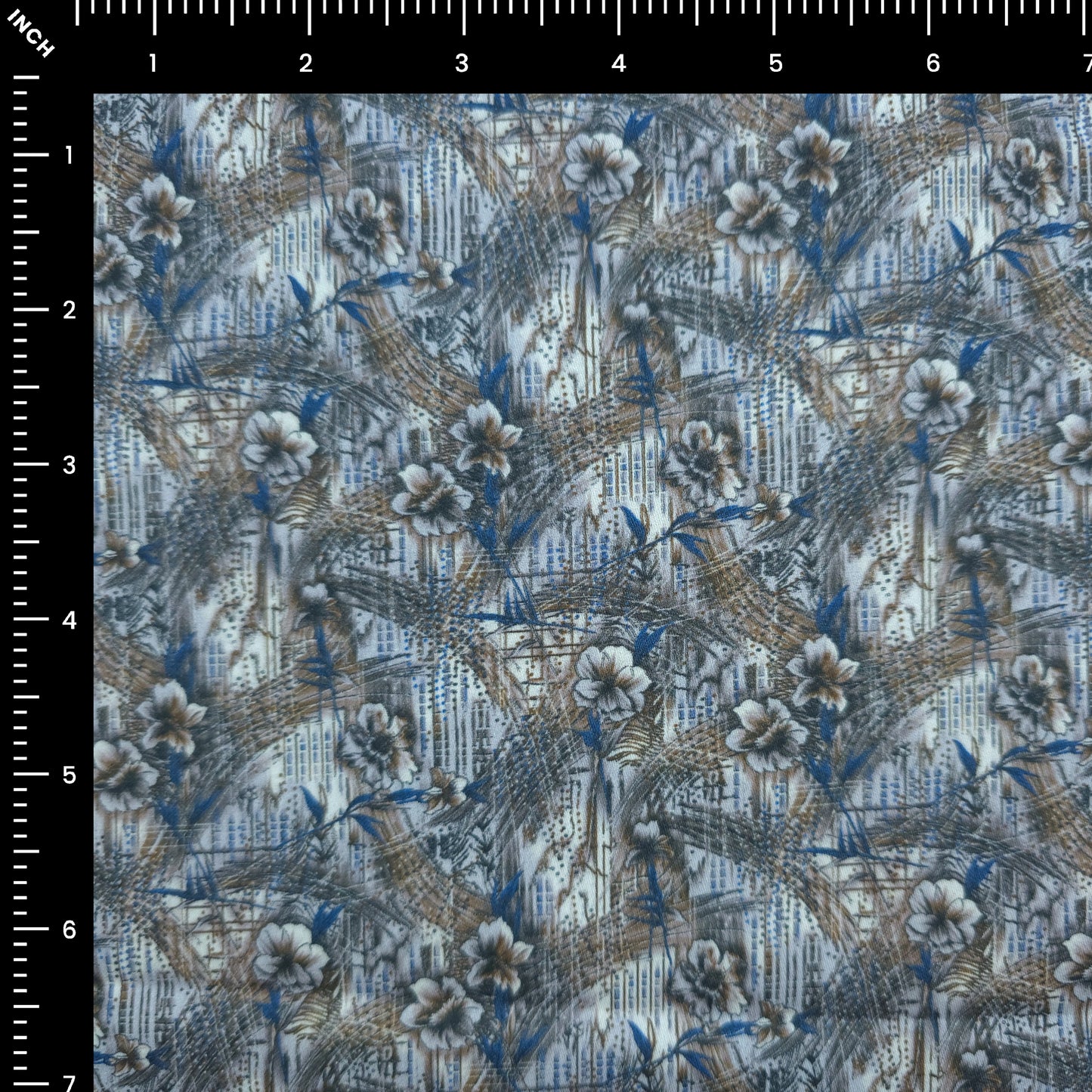 Abstract Floral Printed Satin Fabric