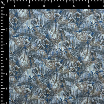 Abstract Floral Printed Satin Fabric