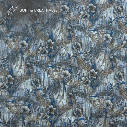 Abstract Floral Printed Satin Fabric