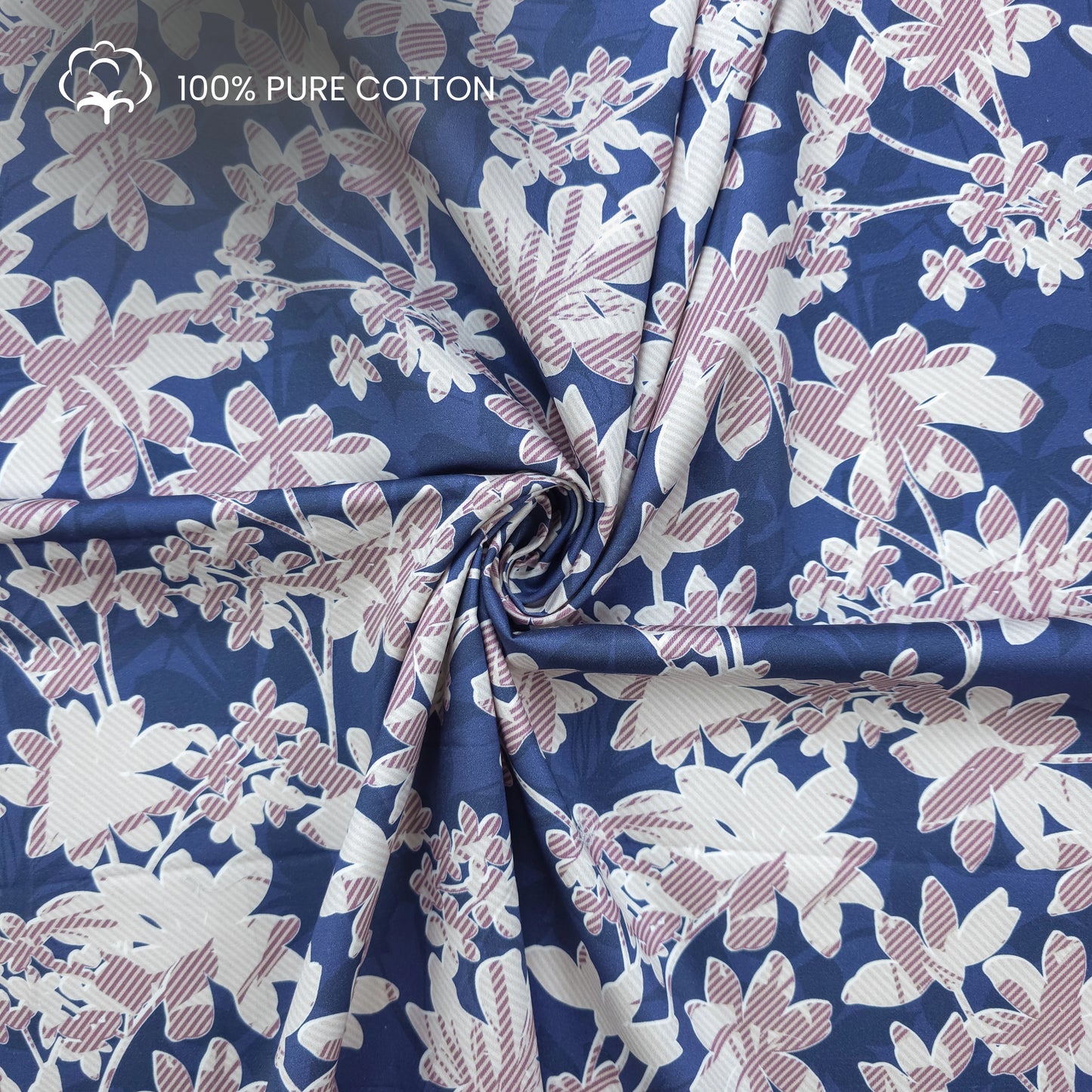 Botanical Silhouette Trellis Printed Satin Fabric