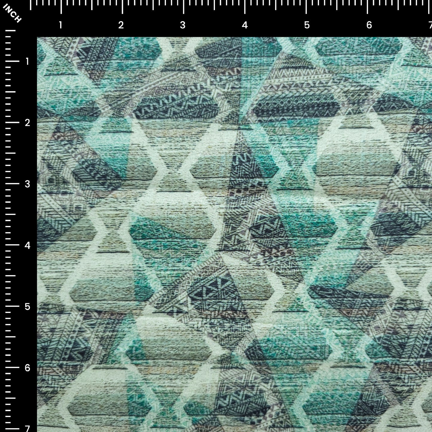 Artisan Geo Motif Printed Satin Fabric